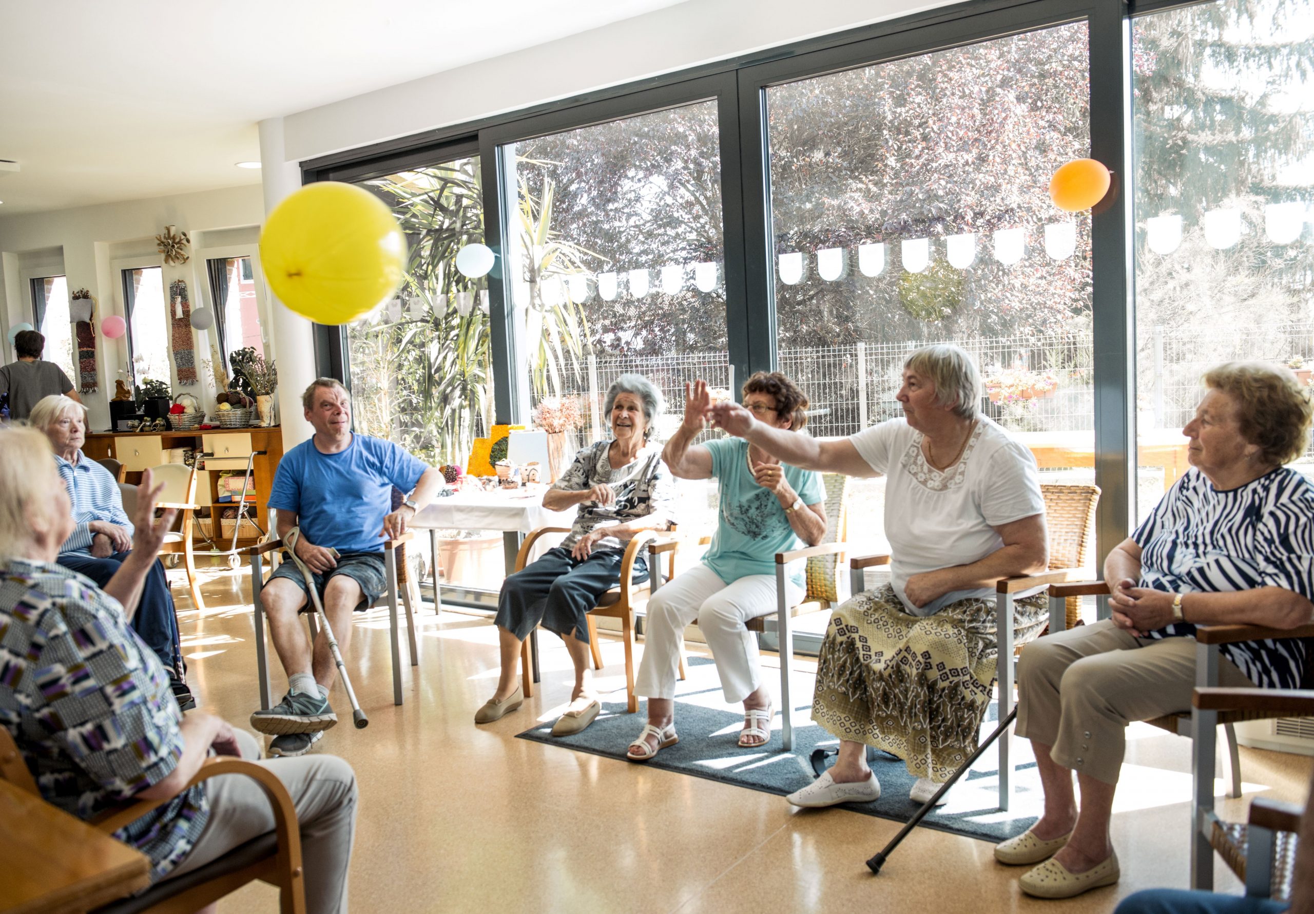 Residents enjoying a group activity together